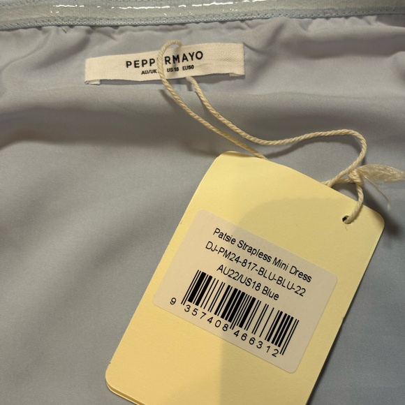 NWT Peppermayo Patsie Strapless Mini Dress Light Blue Sz US 18 - Picture 7 of 7